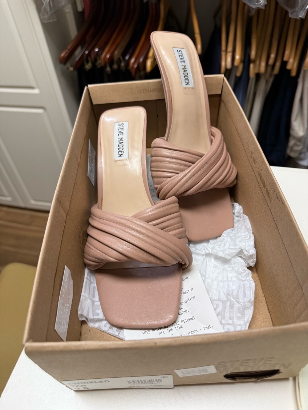 Steve Madden Blush Braided Square-Toe Slide Sandals